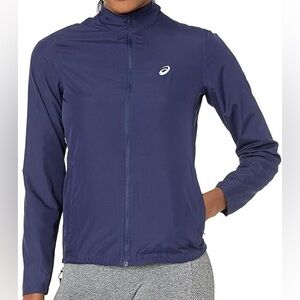 NWT! ASICS Run Silver Jacket Peacoat Navy Blue XL